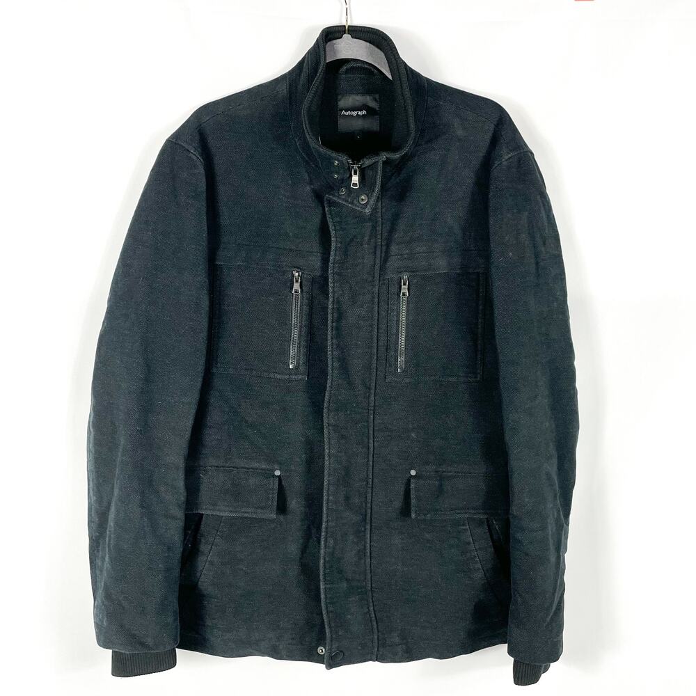 Autograph Marks & Spencer Jacket Charcoal‎ Gray Sz L Men's Full Zip Long Sleeve